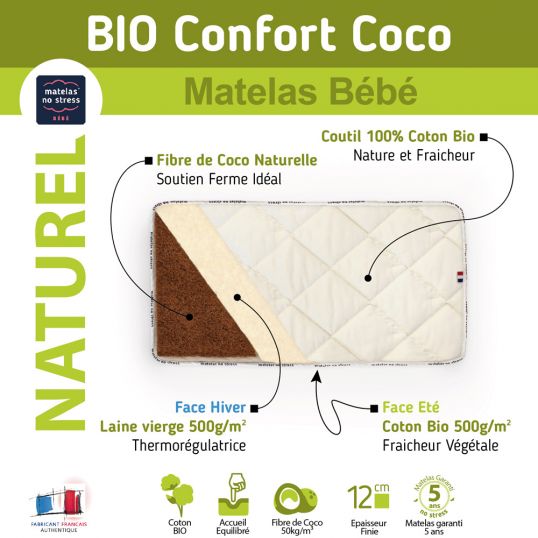 Matelas 70x160 Coco Latex Bio