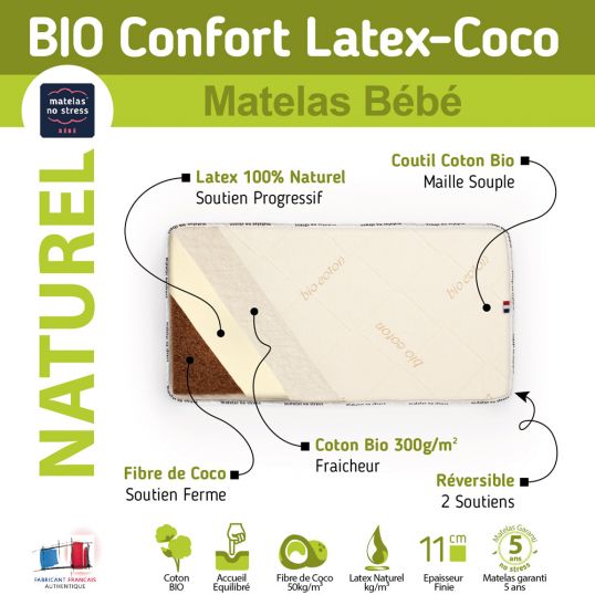 Matelas 70x160 Coco Latex Bio Matelas 70x160 Coco Latex Bio